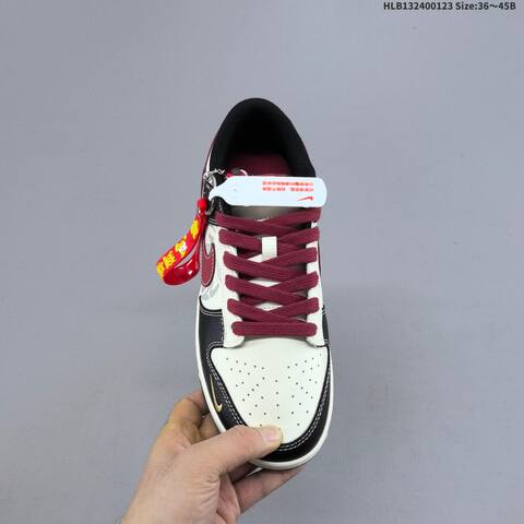 Nike Dunk Low Off White Black Burgundy Gold EU 36-45 Skate Shoe - Unisex (BS-61801)