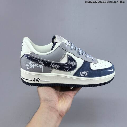 Nike Air Force 1 07 LV8 White Navy Blue Grey Red EU 36-45 Sneaker - Unisex (BS-61855)