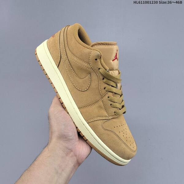 Jordan Air Jordan 1 Low HV4089-200 tan/brown suede with sail midsole and red accents EU 36-40 casual