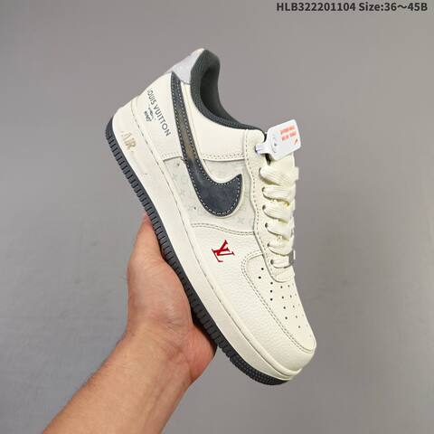 Nike Air Force 1 07 LV8 MZ9588-811 Off White Dark Grey Red EU 36-45 Sneaker - Unisex (BS-63883)