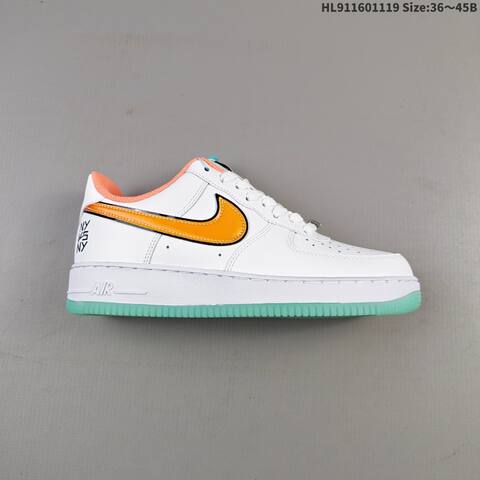 Nike Air Force 1 07 White Orange Light Green EU 36-45 Sneaker - Unisex (BS-63441)