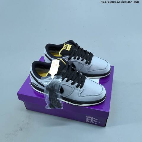 Nike SB Dunk Low Grey Black Yellow White EU 36-46 Skate Shoe - Unisex (BS-60379)