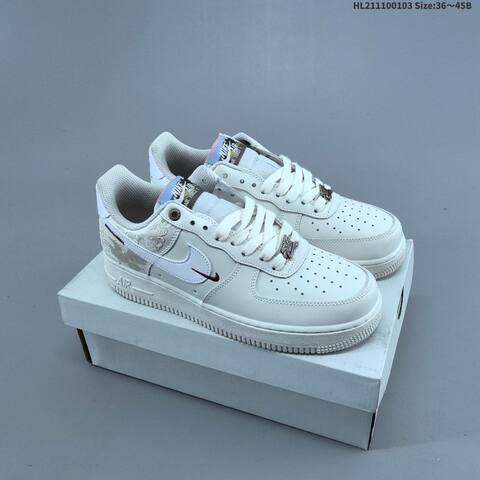 Nike Air Force 1 07 Off White White Burgundy Silver EU 36 45 Sneaker EU 36-45 - Unisex (BS-62260)