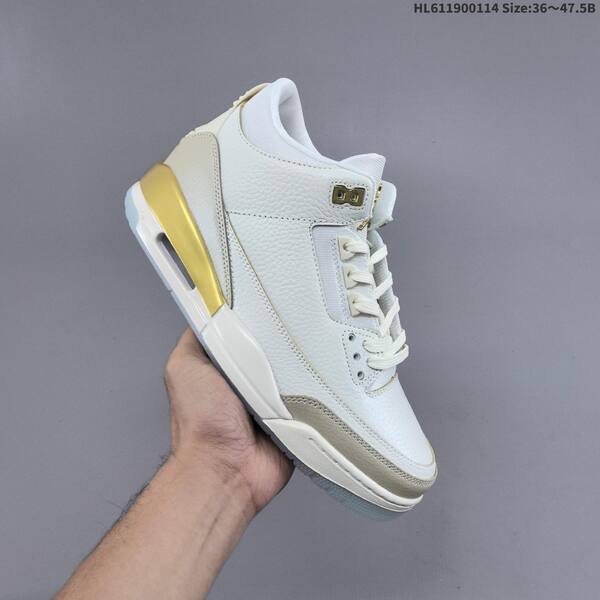 Jordan Air Jordan 3 Retro white/grey/gold 36~47.5 basketball
