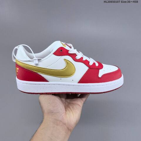 Nike Court Borough Low 2 White Red Gold EU 36-45 Skate Shoe - Unisex (BS-62161)