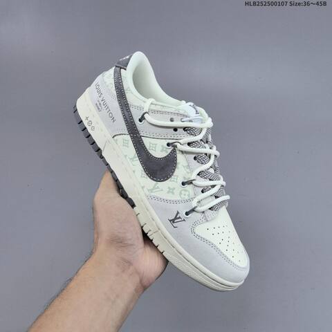 Nike SB Dunk Low Louis Vuitton Custom Off White Light Gray Dark Gray EU 36-45 Skate Shoe - Unisex (BS-62168)