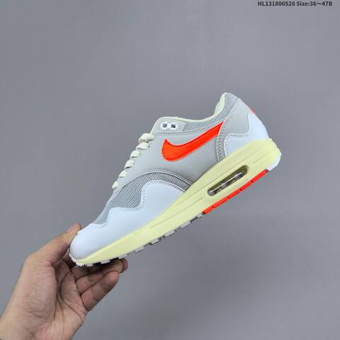 Nike Air Max 1 Grey White Bright Orange Cream Black EU 36-47 Sneaker - Unisex (BS-60127)