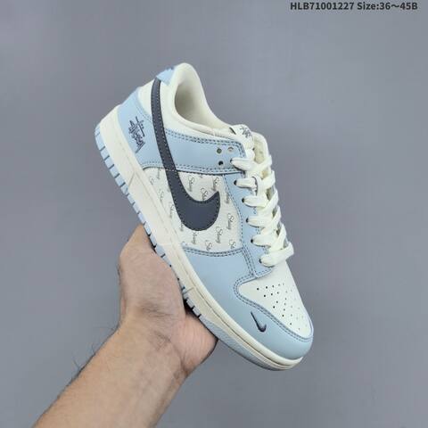 Nike SB Dunk Low Stussy Sail Light Blue Dark Grey EU 36-45 Skate Shoe - Unisex (BS-62382)