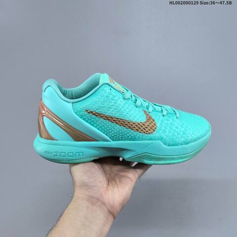 Nike Kobe 6 Protro Statue Of Liberty Turquoise Metallic Gold EU 36-47 5 Basketball Shoe - Unisex (BS-61677)