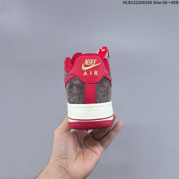 Nike Air Force 1 07 LV8 dark brown white red gold EU 36-45 sneaker
