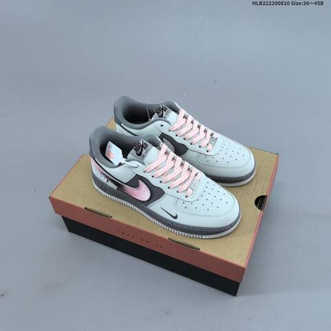 Nike Air Force 1 07 Light Grey Dark Grey Pink Black EU 36-45 Sneaker - Unisex (BS-59889)