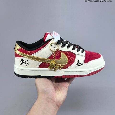 Nike SB Dunk Low Retro DIY White Red Gold Black EU 36-45 Skate Shoe - Unisex (BS-61785)