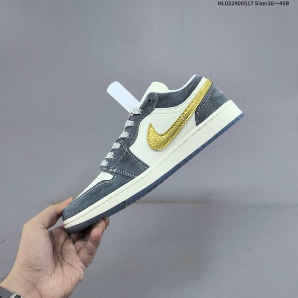 Nike Air Jordan 1 Low grey/white/gold 36~45B basketball