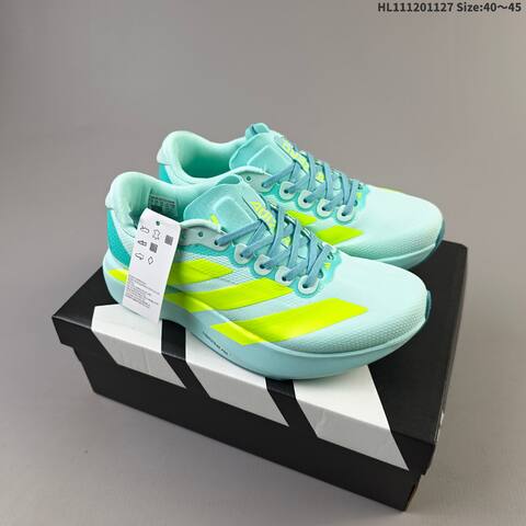 Adidas Adizero Evo SL JS4452 White Blue Mint Neon Yellow EU 40-45 Running Shoe - Men's (BS-65434)