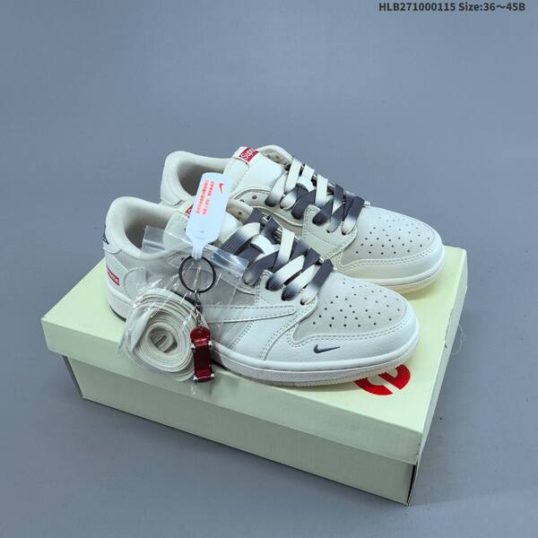 Nike Air Jordan 1 white/cream/black with red Supreme-style accents 36~45B lifestyle