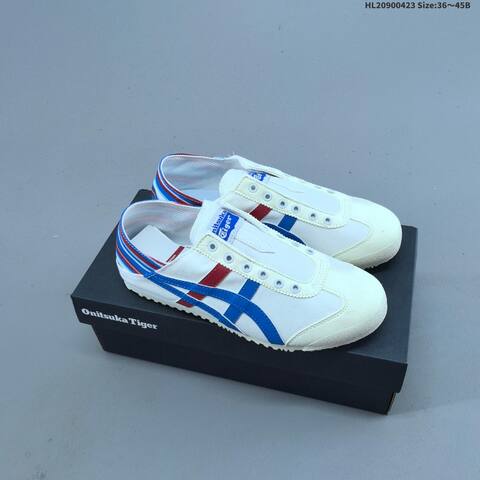 Onitsuka Tiger Mexico 66 Paraty Slip On Black White And Blue White EU 36 To 45 Sneaker Casual Sneakers - Unisex (BS-68876)