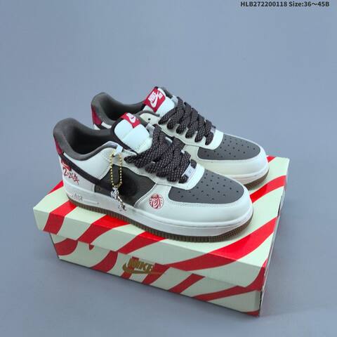 Nike Air Force 1 07 LV8 Off White Dark Grey Red Brown EU 36-45 Sneaker - Unisex (BS-61934)