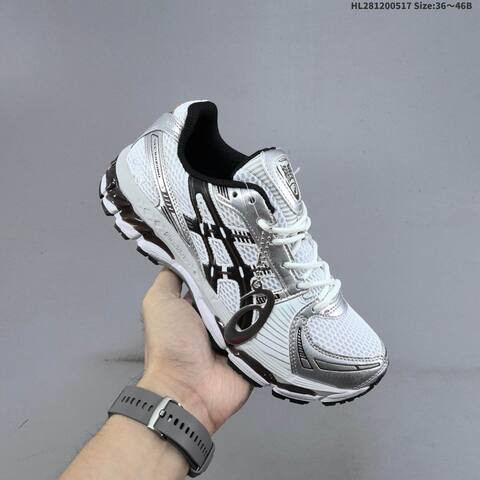 ASICS Gel Kayano 12 White Silver Black 36 46 Running Shoe Running Sneakers - Unisex (BS-68831)