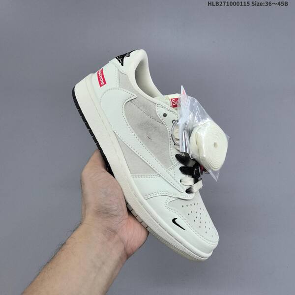 Nike Air Jordan 1 white/cream/black with red Supreme-style accents 36~45B lifestyle