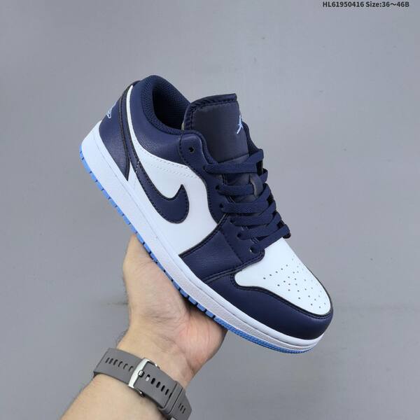 Jordan Air Jordan 1 Low black/white/tan pony hair and navy/white/light blue EU 36-46 basketball