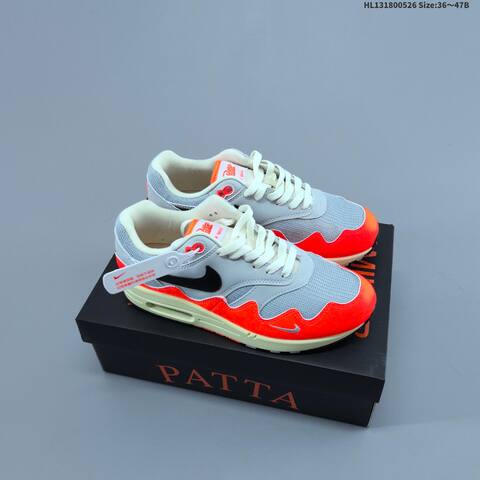 Nike Air Max 1 Grey White Bright Orange Cream Black EU 36-47 Sneaker - Unisex (BS-60127)