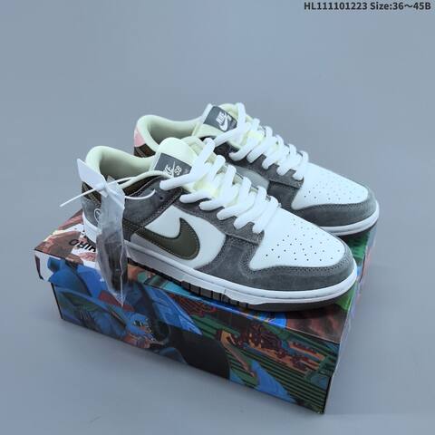 Nike SB Dunk Low White Grey Dark Olive Pink EU 36-45 Skate Shoe - Unisex (BS-62504)