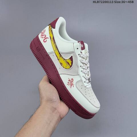 Nike Air Force 1 07 LV8 Off White Grey Burgundy Pink EU 36-45 Skate Shoe - Unisex (BS-62020)