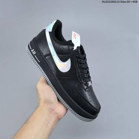 Nike Air Force 1 07 LV8 Black White Iridescent Silver EU 36-45 Sneaker - Unisex (BS-61981)