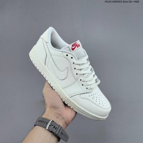 Nike Air Jordan 1 Low white/grey with red accents 36~46B basketball