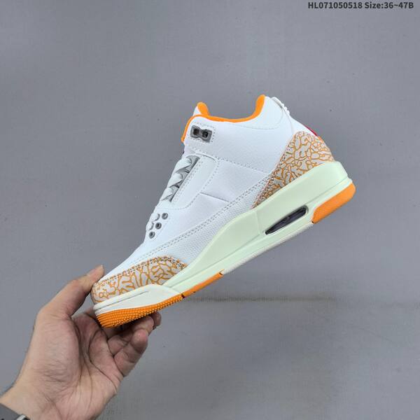 Jordan Air Jordan 3 Retro white/orange/red with elephant print accents 36~47B basketball