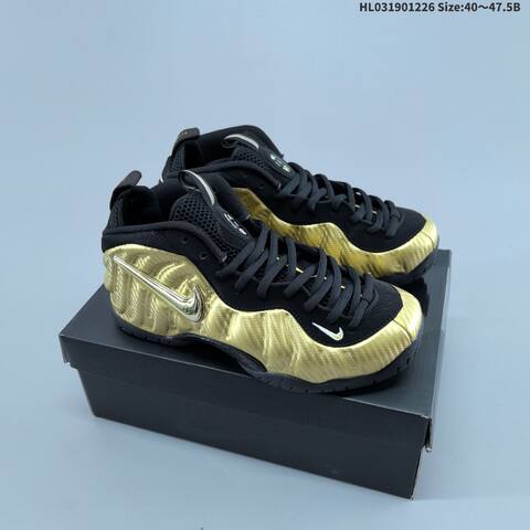 Nike Little Posite Pro 624041-701 Metallic Gold Black White EU 40-47 5 Basketball Shoe - Men's (BS-62432)