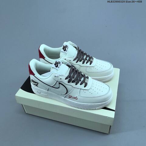 Nike Air Force 1 07 White Dark Grey Red EU 36-45 Sneaker - Unisex (BS-61039)