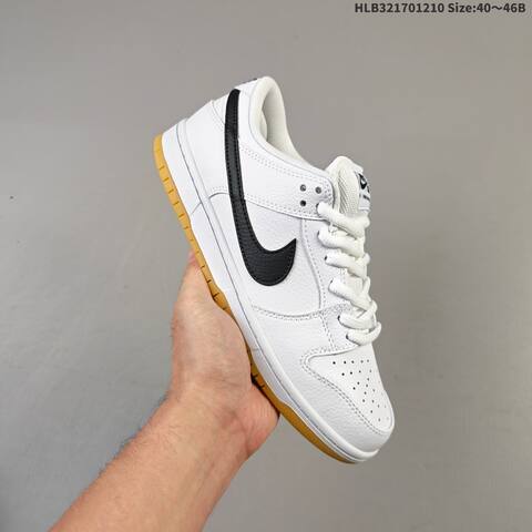 Nike SB Dunk Low Pro White Black Gum EU 40-46 Skate Shoe - Men's (BS-62794)