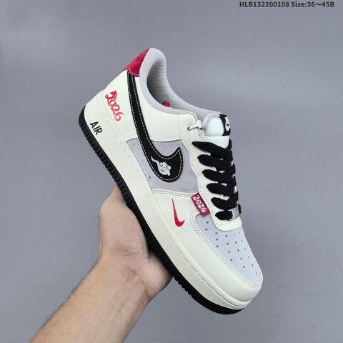 Nike Air Force 1 07 LV8 XD0028 015 Off White Grey Black Red EU 36 45 Sneaker EU 36-45 - Unisex (BS-62143)