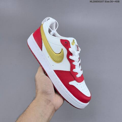 Nike Court Borough Low 2 White Red Gold EU 36-45 Skate Shoe - Unisex (BS-62161)
