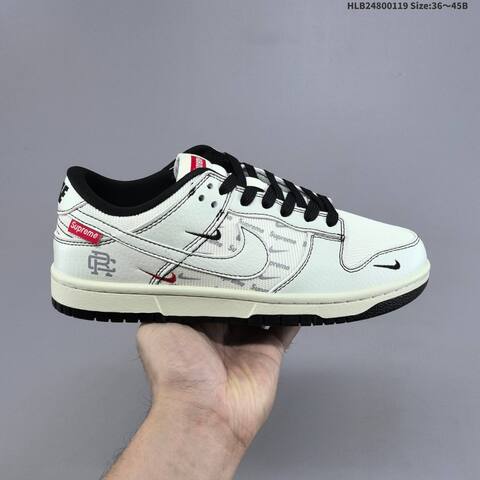 Nike SB Dunk Low Retro Supreme DIY Off White Black Red Grey EU 36-45 Skate Shoe - Unisex (BS-61896)