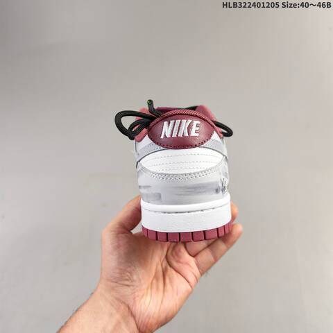 Nike SB Dunk Low Retro DIY White Grey Burgundy Black EU 40-46 Skate Shoe - Men's (BS-62812)
