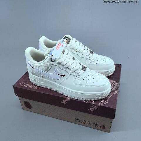 Nike Air Force 1 07 Low Off White White Burgundy Silver EU 36-45 Sneaker - Unisex (BS-62186)