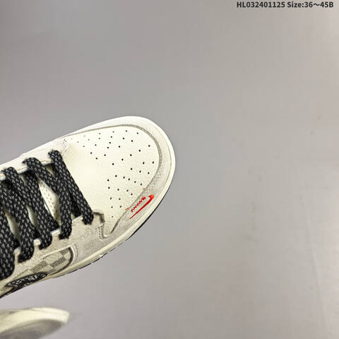 Nike SB Dunk Low Supreme Light Grey Black Red White EU 36-45 Skate Shoe - Unisex (BS-63114)
