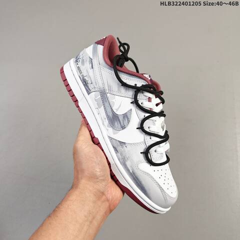 Nike SB Dunk Low Retro DIY White Grey Burgundy Black EU 40-46 Skate Shoe - Men's (BS-62812)