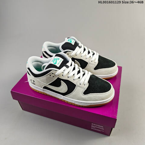 Nike SB Dunk Low Pro White Black Grey Green EU 36-46 Skate Shoe - Unisex (BS-62952)