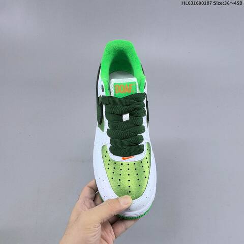 Nike Air Force 1 07 White Dark Green Bright Green Orange EU 36-45 Sneaker - Unisex (BS-62170)