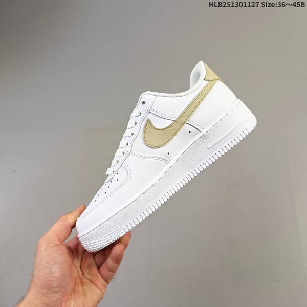 Nike Air Force 1 07 white light grey gold EU 36-45 sneaker