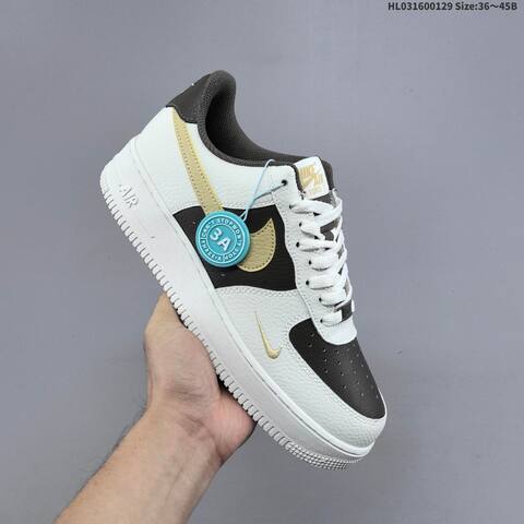 Nike Air Force 1 07 White Dark Brown Gold Yellow EU 36-45 Sneaker - Unisex (BS-61666)