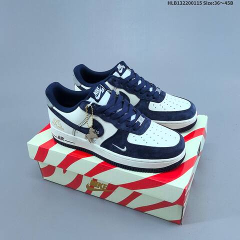 Nike Air Force 1 07 LV8 White Navy Blue Silver Gold EU 36-45 Sneaker - Unisex (BS-61979)