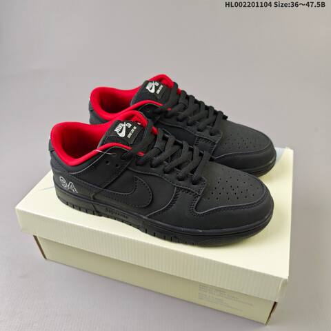 Nike SB Dunk Low Pro Black Red White EU 36-47 5 Skate Shoe - Unisex (BS-63890)
