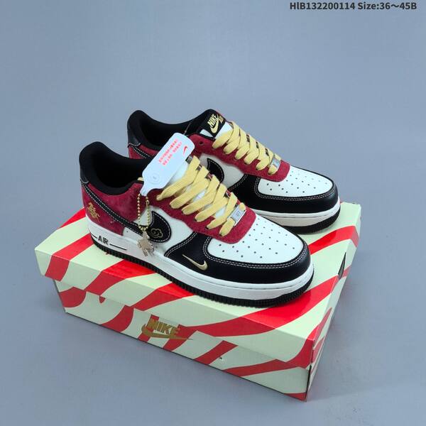 Nike Air Force 1 Low red white black gold pale yellow EU 36-45 sneaker