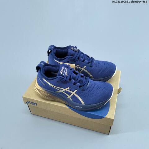 Asics Gel Nimbus 26 Navy Blue Gold White EU 36-45 Running Shoe Running Sneakers - Unisex BS-68782