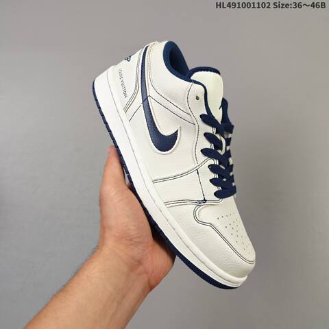 Jordan Air Jordan 1 Low White Navy EU 36-46 Casual - Unisex (BS-63929)
