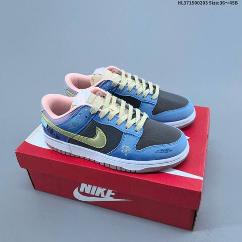 Nike Dunk Low Cream Navy Light Blue Orange EU 36-45 Skate Shoe - Unisex (BS-61568)